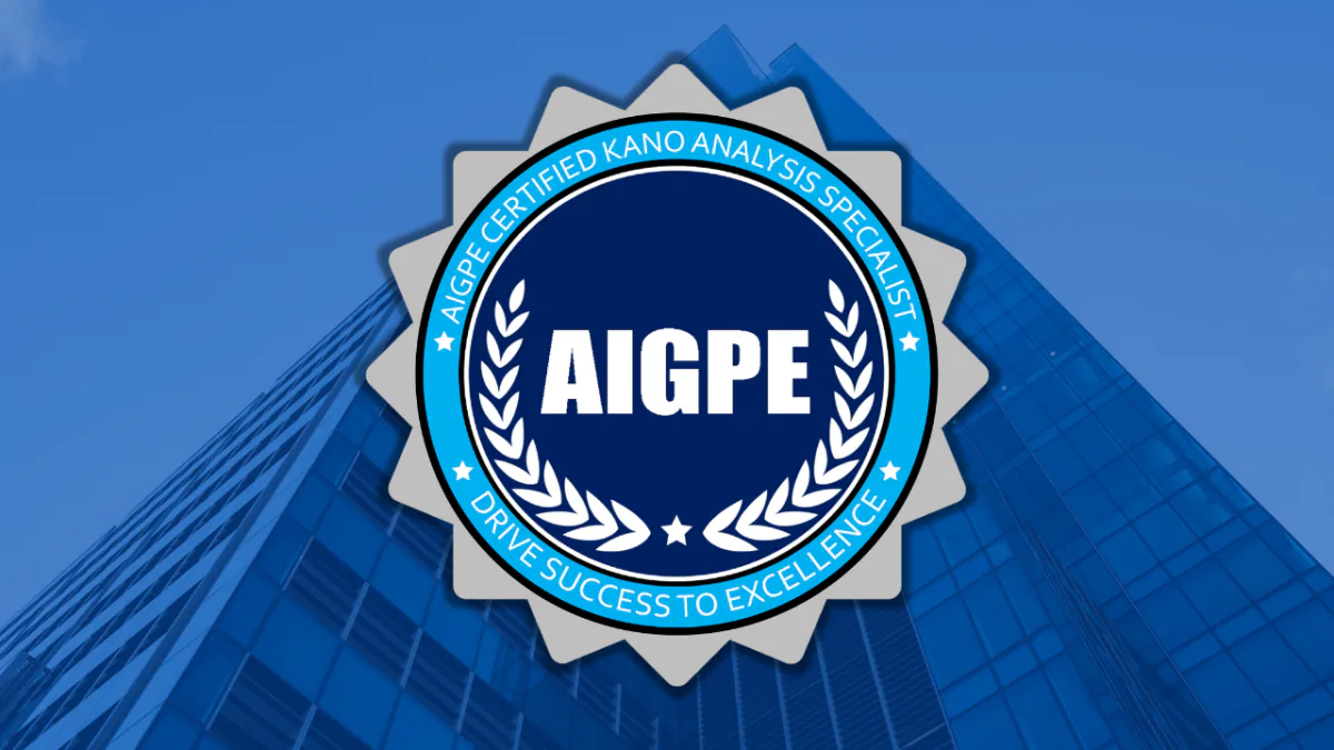AIGPE® course logo for Kano Analysis Specialist